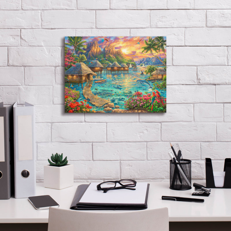 «Tropical Oasis» par Chuck Pinson, art mural sur toile, H 12 po x l 16 po x P 0,75 po
