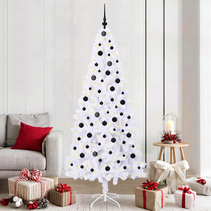 Lighted Artificial Christmas Tree, 210cm H, Black
