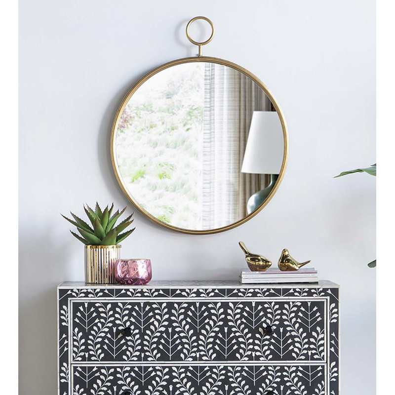 Arden Metal Round Mirror, 32.3" H x 26.4" W