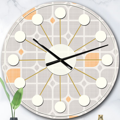 Retro Geometrical Pattern II - Mid-Century Modern wall clock
