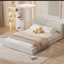 Grand lit plateforme tapissier avec tissu en velours