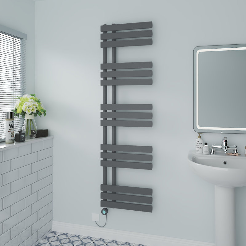 Resma Designer Towel Rail Heated Towel Rails, Anthracite, 160cm H x 45cm W x 7.35cm D