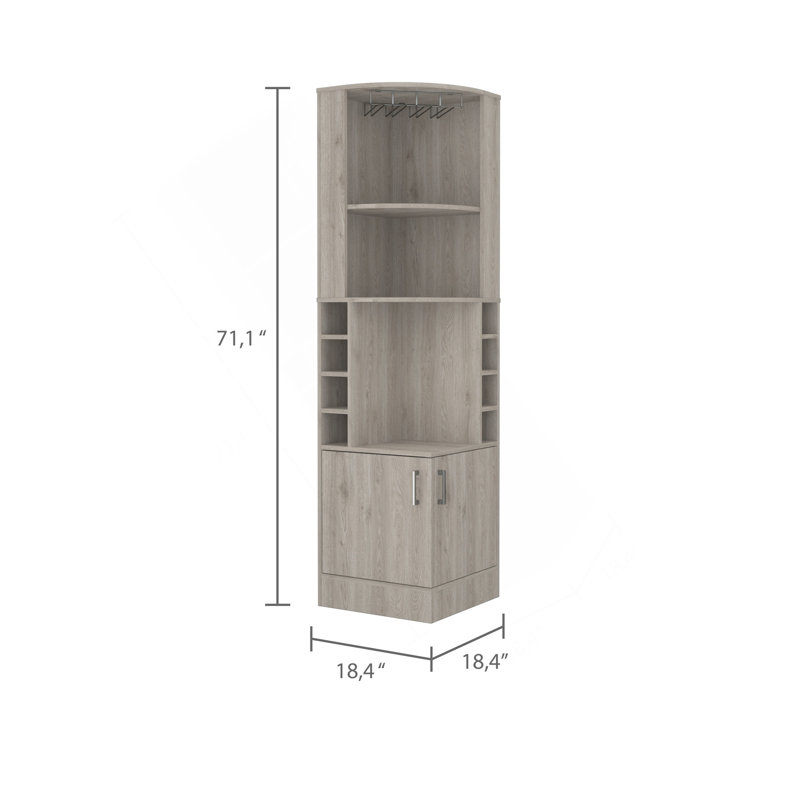 Armoire de bar 8 tablettes à 2 bouteilles gris clair, Gris clair