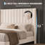 Structure de lit très grand en velours avec tête de lit à oreilles de 52 po de hauteur, espace de rangement beige sous le lit, tête de lit haute, style Morden, assemblage simple, dossier rembourré confortable-133287330-133287333