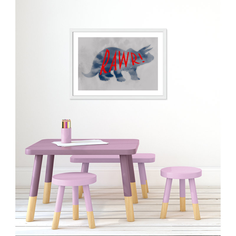 Dino Rawr Art, H 24,5 po x l 34,5 po x P 0,6 po, Encadré plat blanc