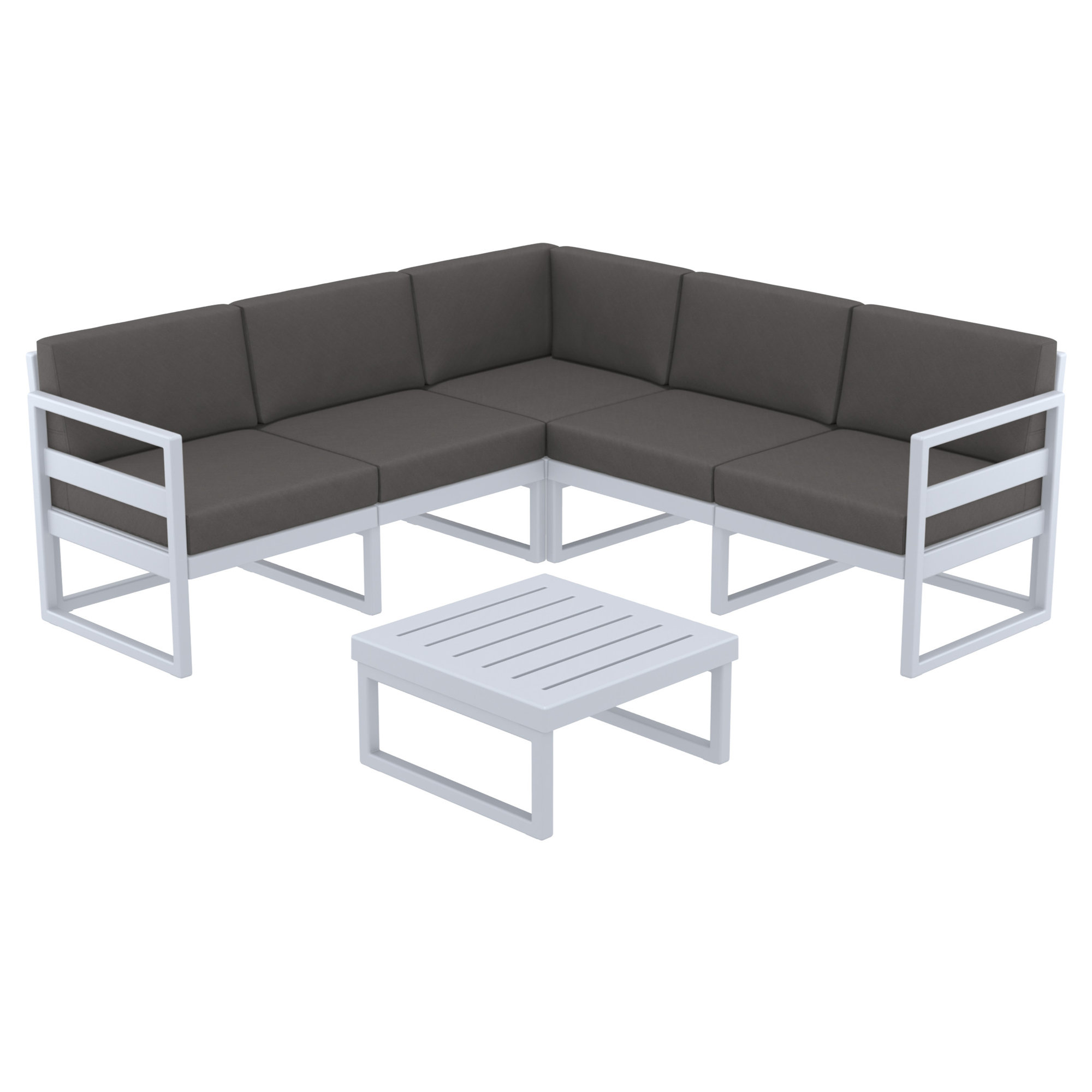 Lane 5 - Person Modular Patio Conversation Set with Cushions, Charcoal, Silver/Gray