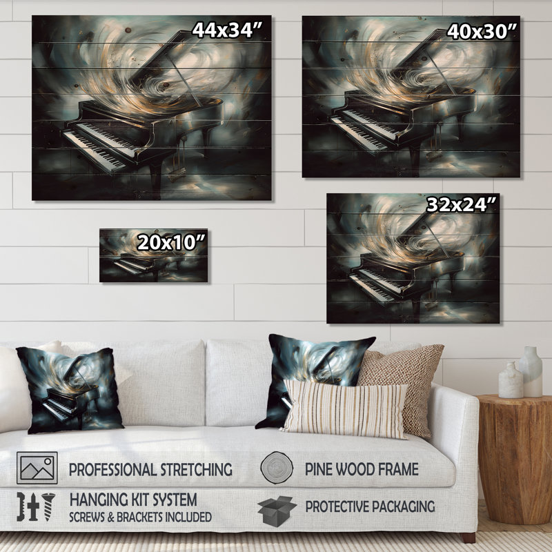 Gregoire - Décor de bois musical sur bois de pin naturel, H 34 po x l 44 po