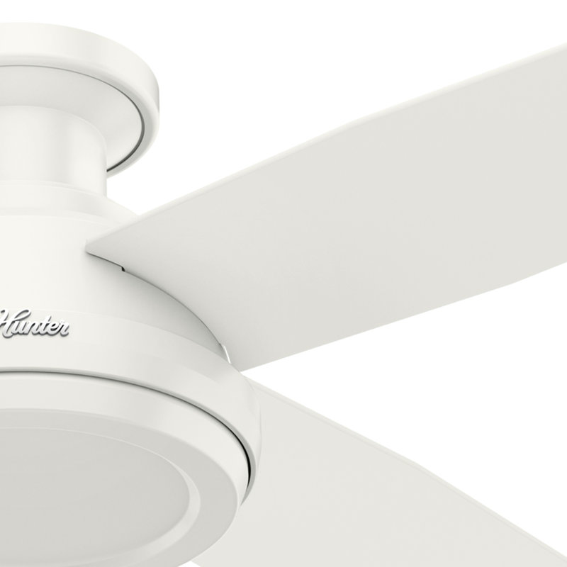 Dempsey 52" Fresh White Low Profile Ceiling Fan with Remote & Lighting