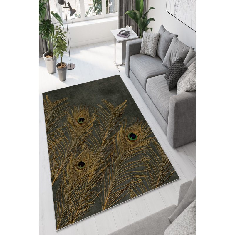 Stylish Dark Grey Area Carpet, 4.6 x 7.2 Feet | 100% Polyester, 650 g/m² | Antibacterial, Eco-Friendly, Non-Slip PVC Dot Underside | Machine Washable, Durable & Easy to Clean | Perfect for Living Room & Bedroom