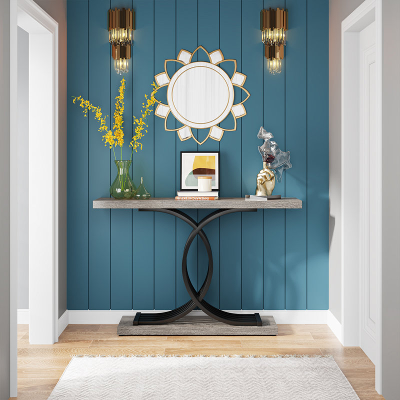 39.37'' Console Table, Gray/Black