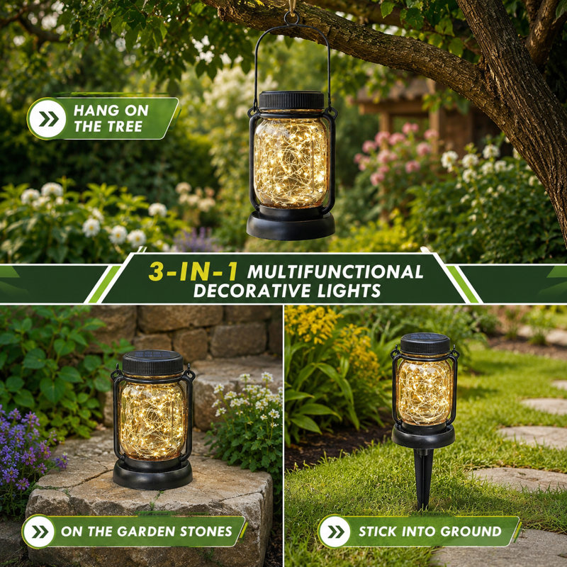 Ensemble de 4 luminaires suspendus solaires Mason