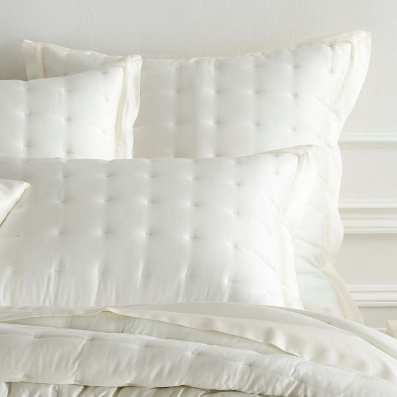 Silken Solid Puff Sham, King, Ivory