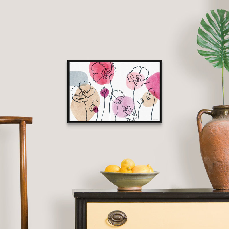 «Think Pink 01» par Lisa Audit - reproduction d'art, Toile avec cadre noir, H 14 po x l 20 po x P 1,75 po
