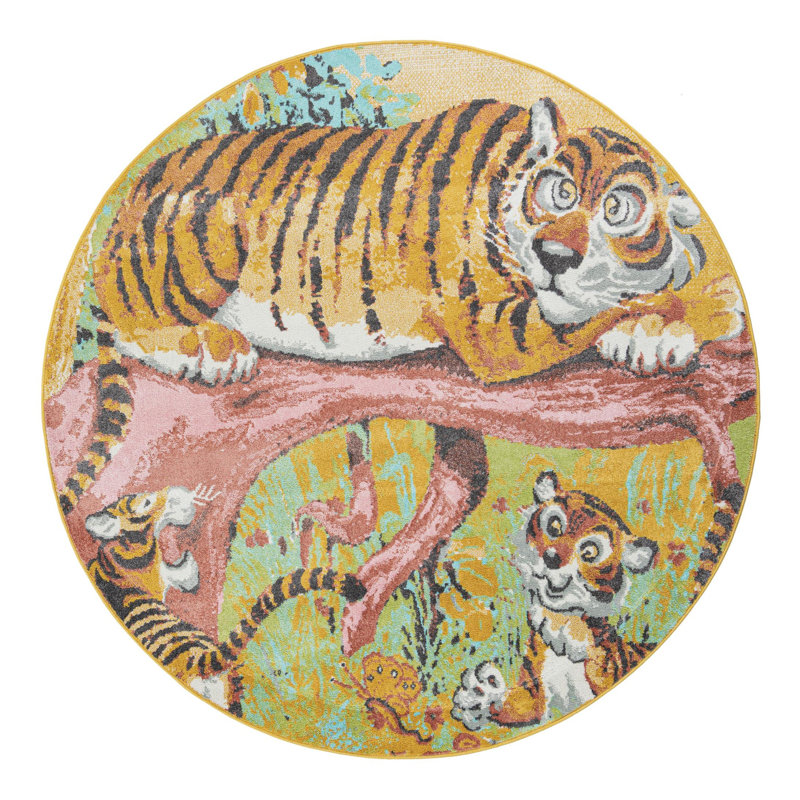 Unique Loom Tigger Whimsy Kids Rug, Round 7'10"