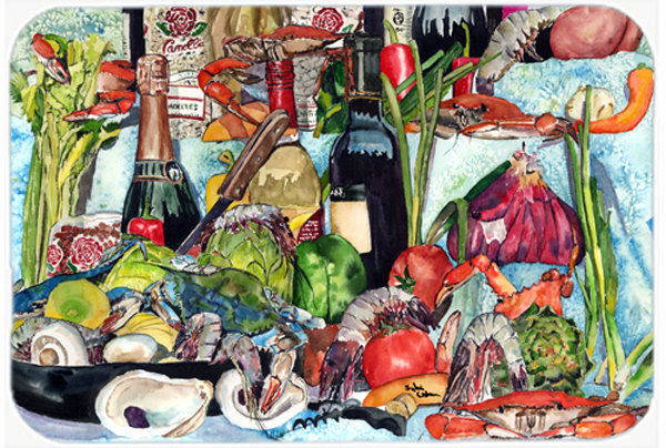 Planche à découper en verre crabe à vin et huitres Winston porter