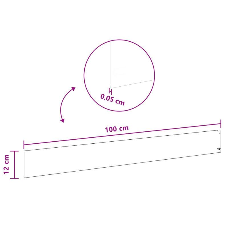 Metal Lawn Edging, 15cm H x 103cm W, White