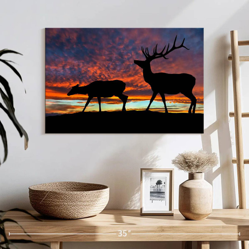 Brampt Elk Sunset Silhouette, 32" H x 48" W