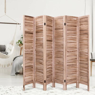 Trahan 240 cm W x 170 cm H 6 - Panel Solid Wood Folding Room Divider