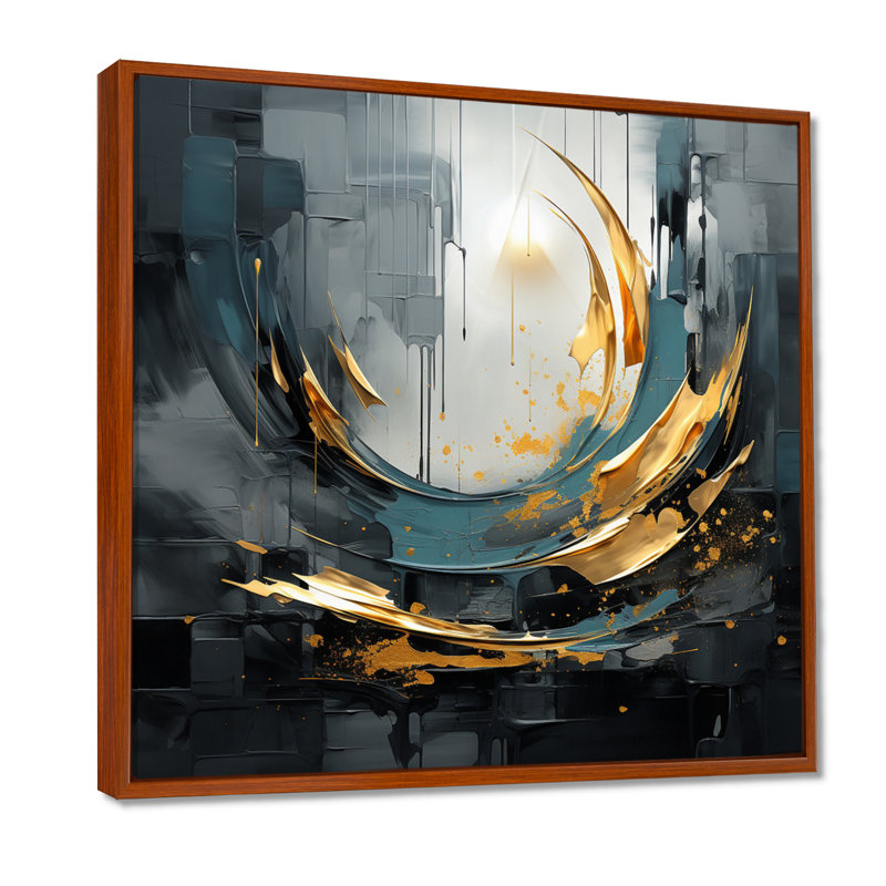 Impression sur toile Golden Golden Sunlight On Nuevo I - Abstract Modern Waves, Toile avec cadre flottant brun