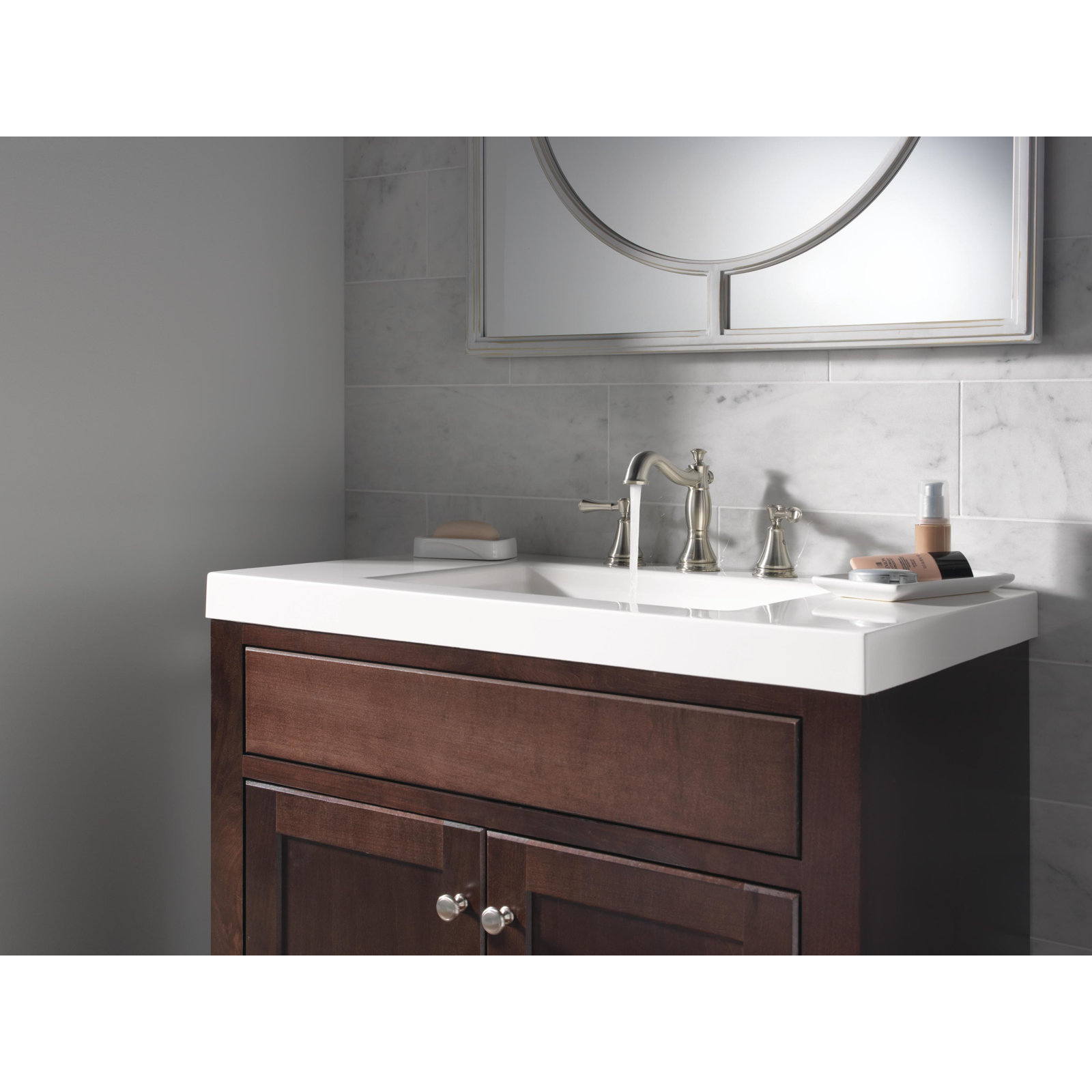 Cassidy Widespread Bathroom Faucet 3 Hole, 2-handle Bathroom Sink Faucet with Drain Assembly, Brilliance Stainless