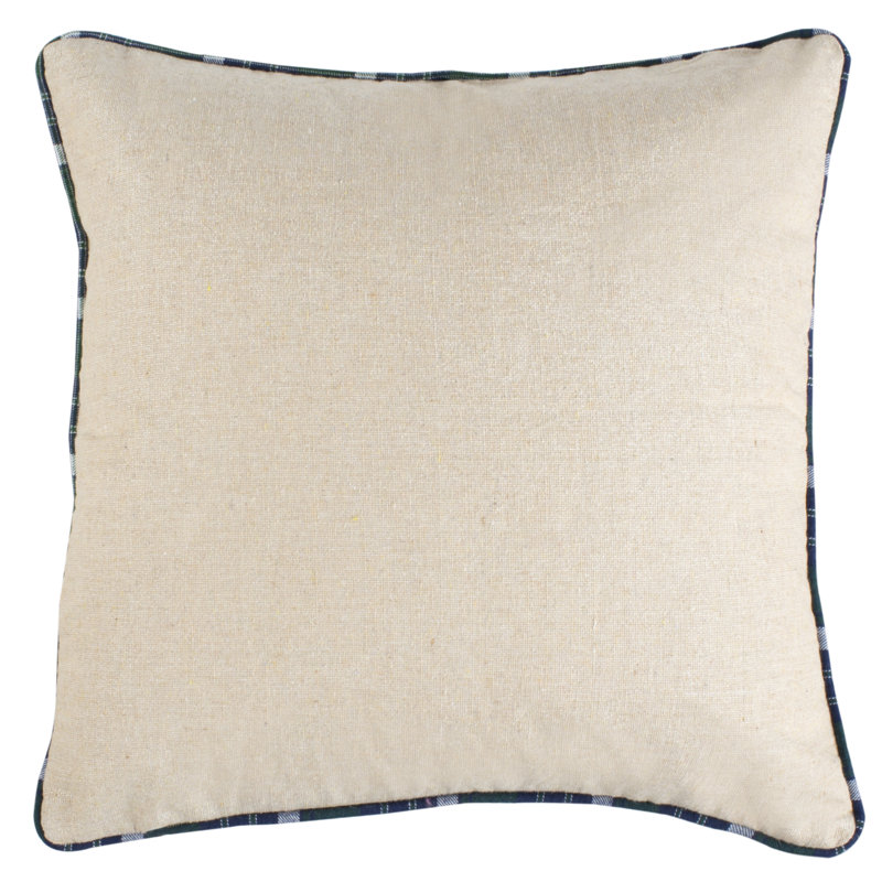 Beige and Green Reindeer Applique Square Pillow