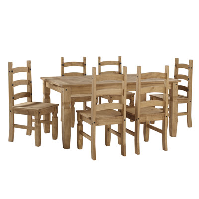 Bridewell 6 - Person Extendable Pine Solid Wood Dining Set