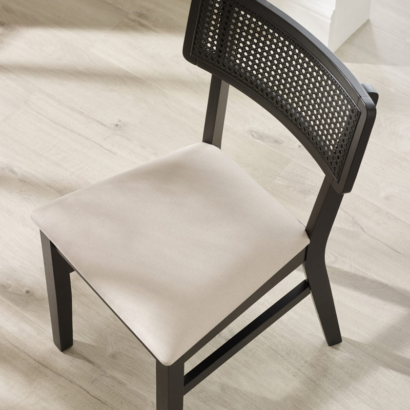 Elnathan Natural Fabric Rattan Back Dining Chairs