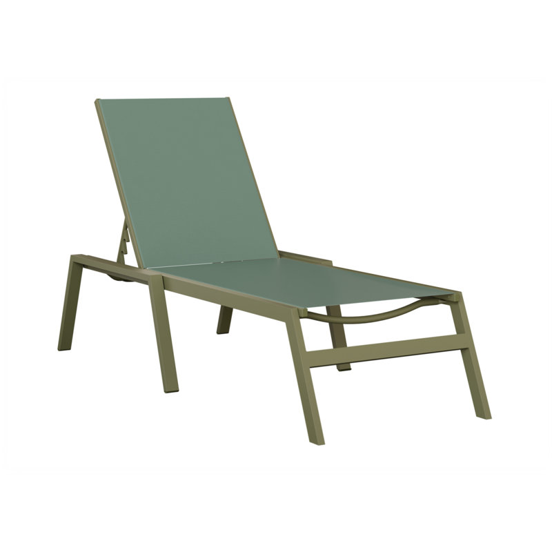 Colella Green Sage Aluminum Chaise Armless Lounge With Sage Blue Sling Fabric, Green, Green Sage