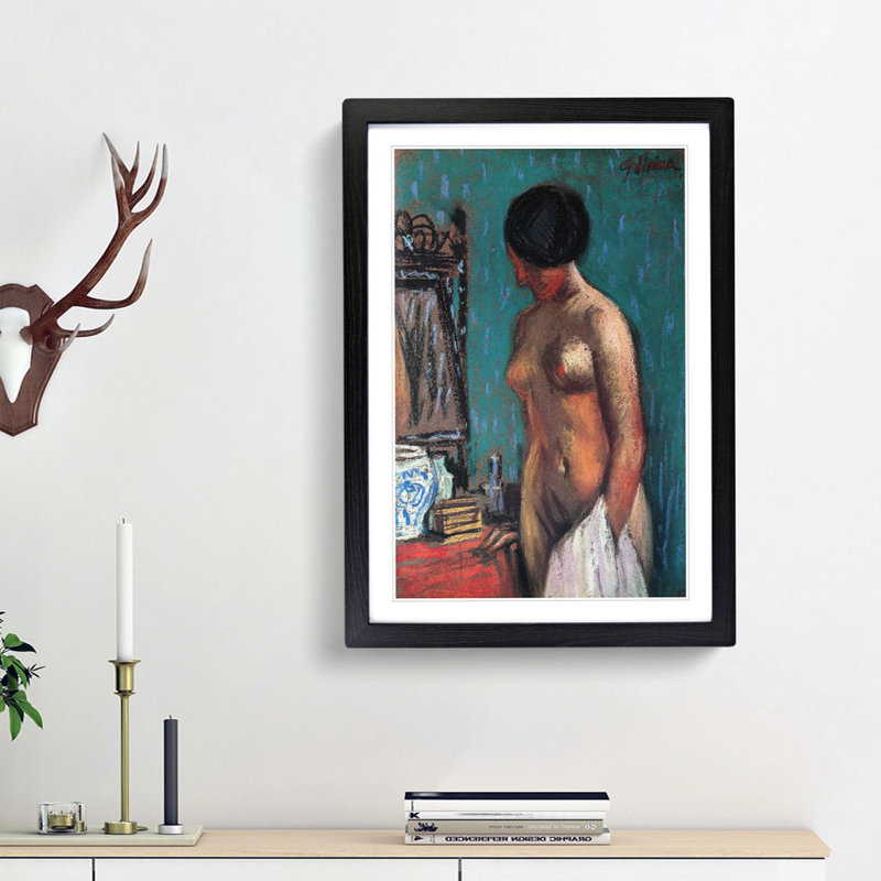 Nude Woman by Fujishima Takeji - Framed Print, 48cm H x 36cm W x 2cm D, Black Framed