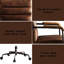 Chaise en cuir brun pour espace de travail - siège pivotant et réglable à hauteur de bureau à grain rétro, coussin luxueux, base en métal robuste, tendance-368907663