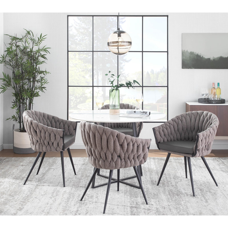 Maddison Braided Upholstered Arm Chair, Gray