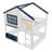 Full Size Bunk Bed/Loft Bed With Bookshelf, House Design, High-Quality Safety Fencing,White & Blue