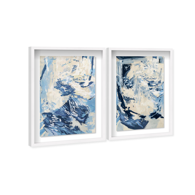 Coastal Feel Set Shadowbox Abstract Print by Oliver Gal, Black Frame, 10 x 15, 21.5"H x 31.5"W, White Shadowbox