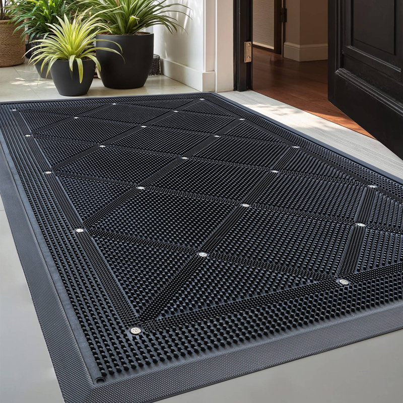 Heavy Duty Door Mat Waterproof All Weather All Season Non-Slip Rubber , Dirt Trapper Low-Profile  For Entrance,Patio,Garage ,Pool