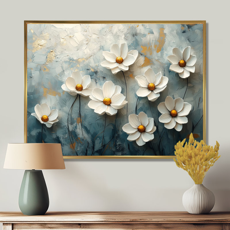 Isco Geraniums Pure Form Minimalisme II - marguerites, art mural large, H 12 po x l 20 po, Impression encadrée flottante