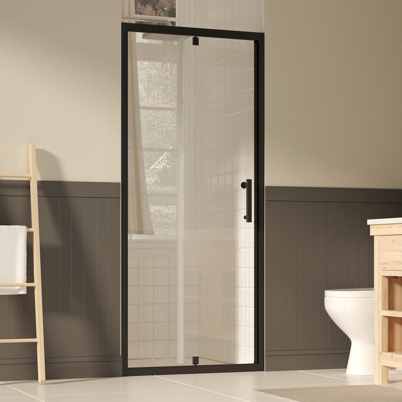 31-33-inch Matte Black Pivot Shower Door, Matte Black
