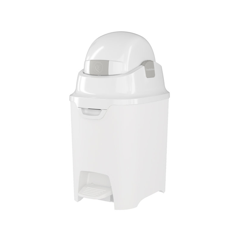 Foundations Hands-free Mini Diaper Pail, White, White