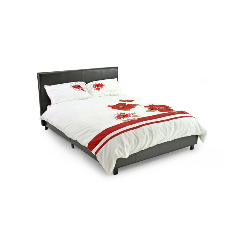 New York Upholstered Faux Leather Bed, Black