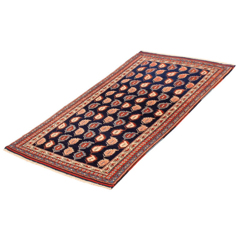 Tapis unique en laine noué à la main de style années 1990 de 3 pi 10 po x 6 pi 5 po Tomohon