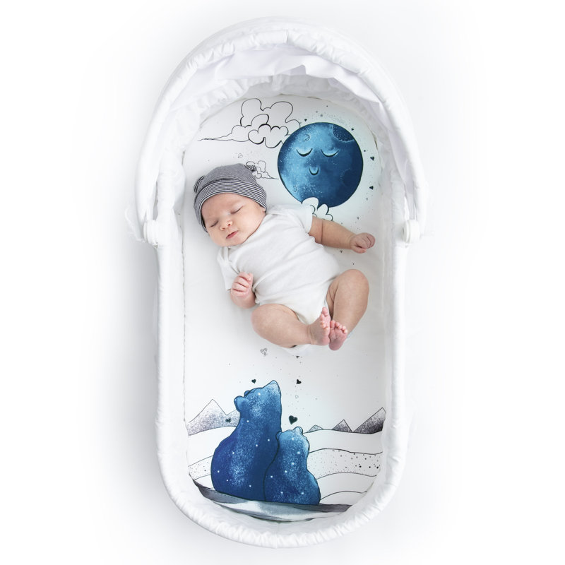 JumpOff Jo - Drap-housse pour lit de bébé hypoallergénique pour bébé garçon et fille - Compatible avec lit de bébé rectangulaire, sablier et ovale, doux, respirant, lavable à la machine - bleu maman ours