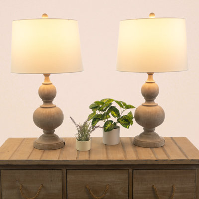 Brigands USB Table Lamp Set - Rustic Lamps with USB Charging Ports and LED Bulbs Included
