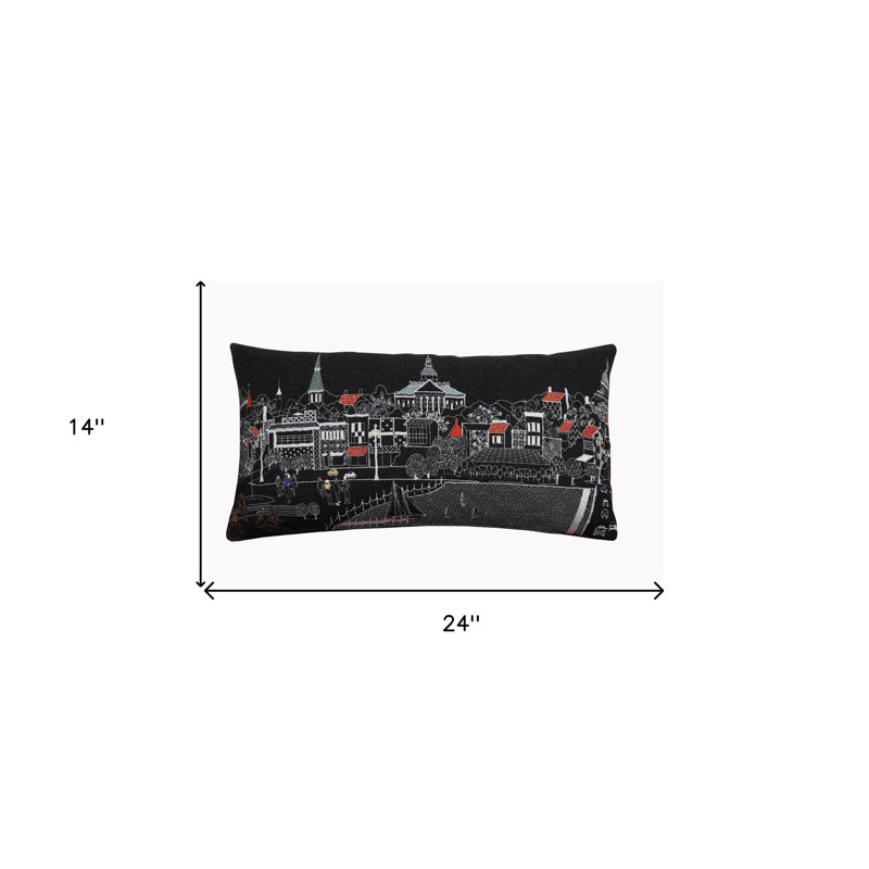 Coussin lombaire 24 po NYC, Noir mat / rouge