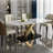 Dashon Modern Rectangular Sintered Stone Dining Table with Gold Stainless Steel Base-2050366751