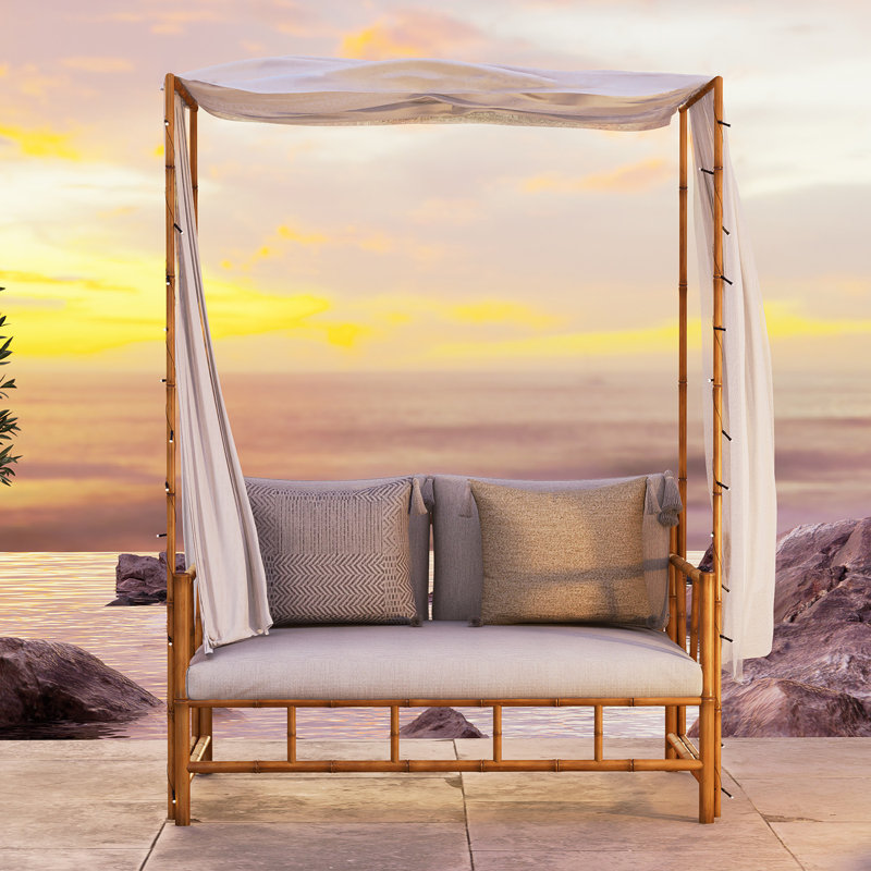 Pinellas 53'' Metal Outdoor Canopy Loveseat with Cushions
