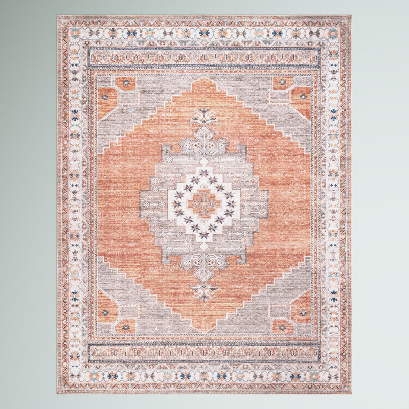 Alicia SpinClean Machine Washable Medallion Area Rug, Rectangle 4' x 6'