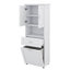 Armoire de salle de bain haute avec portes de panier à linge intégrées et section de rangement ouverte supérieure-1327057586