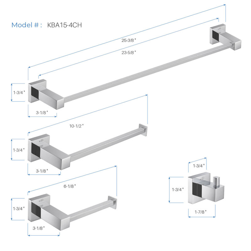Cube 4 - Piece Bathroom Hardware Set, Chrome