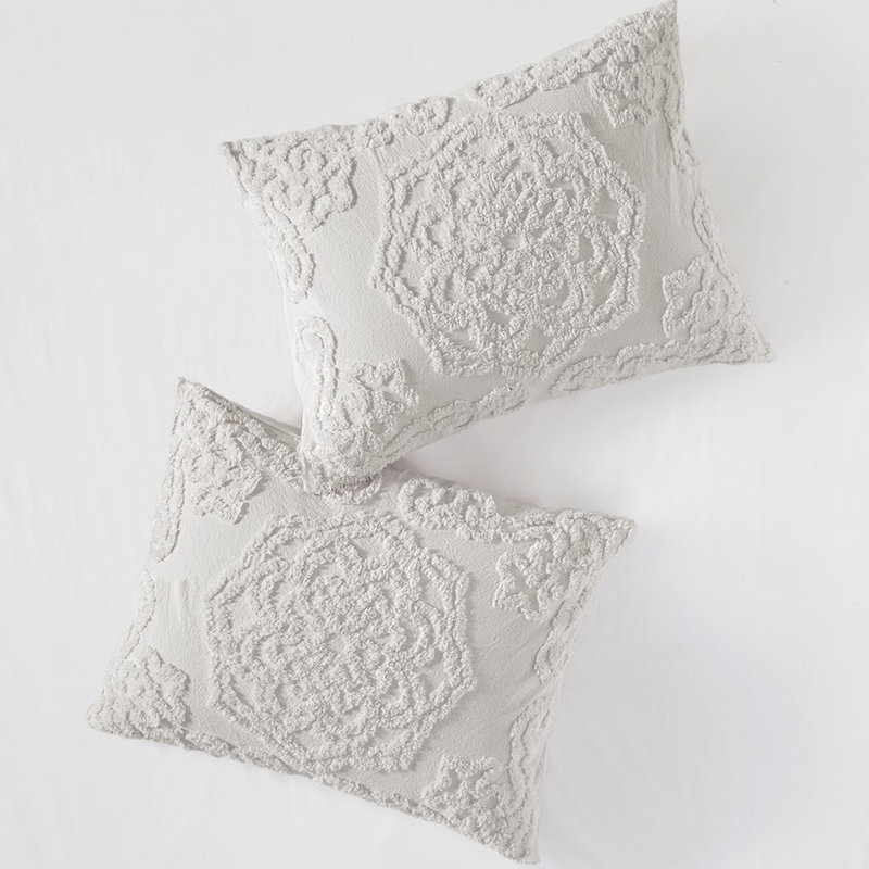 Grey Cotton Chenille Medallion Comforter King/ King Fashionable