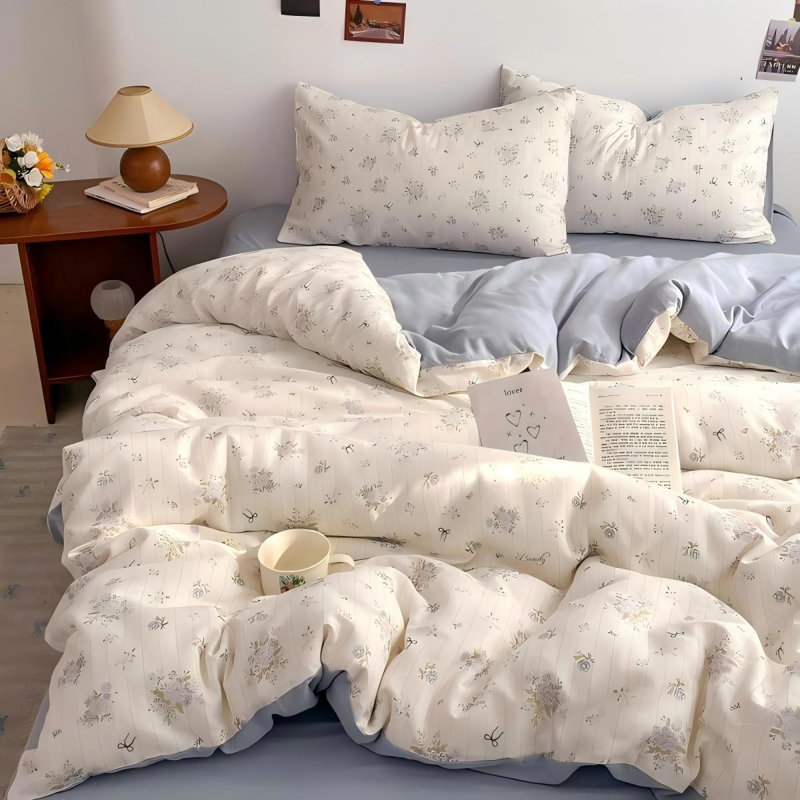 Ensemble de housse de couette à rayures douces, Full Duvet Cover + 2 Standard Pillowcases