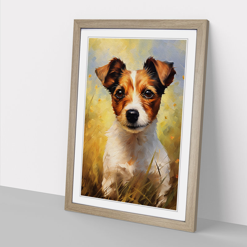 Jack Russell Impressionism - Framed Print, Oak Framed, 64cm H x 46cm W x 2cm D